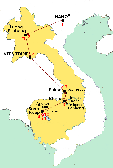 Itinéraire Circuit Merveilles du Laos et du Cambodge Itinéraire Circuit Merveilles du Laos et du Cambodge
